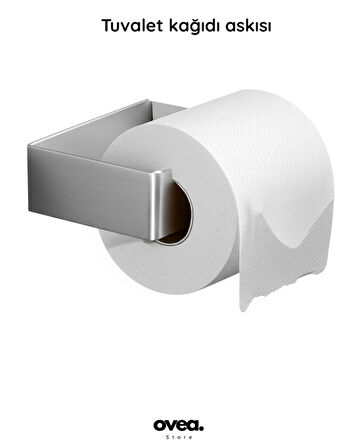 Paslanmaz Çelik Tuvalet Kağıdı Askılık / Yapışkanlı Tasarım / 18 cm / Tuvalet Kağıtlığı
