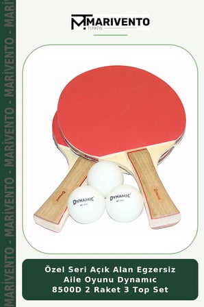 Özel Seri Açık Alan Egzersiz Aile Oyunu Dynamıc 8500D 2 Raket 3 Top Set