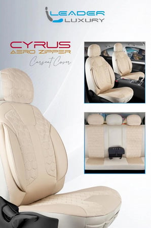 Nissan Patfinder Lüx Deri Detaylı Oto Koltuk Kılıfı Ön Arka Takım Cyrus BEJ