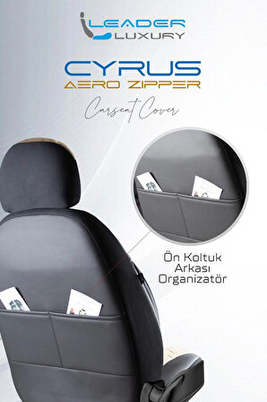 Chevrolet Cruze Sedan Lüx Deri Detaylı Oto Koltuk Kılıfı Ön Arka Takım Cyrus BEJ SİYAH