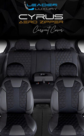 Alfa Romeo Mito Lüx Deri Detaylı Oto Koltuk Kılıfı Ön Arka Takım Cyrus SİYAH