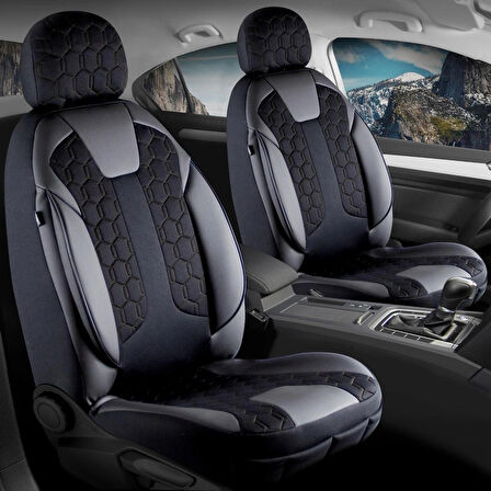 Bmw X1 Lüx Deri Detaylı Oto Koltuk Kılıfı Ön Arka Takım Cyrus SİYAH