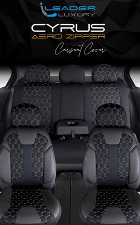 Volvo S70 Lüx Deri Detaylı Oto Koltuk Kılıfı Ön Arka Takım Cyrus SİYAH BEYAZ