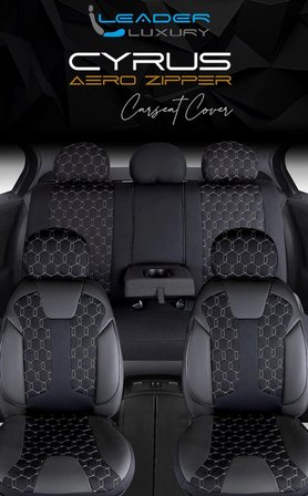 Toyota Land Crusier Lüx Deri Detaylı Oto Koltuk Kılıfı Ön Arka Takım Cyrus SİYAH BEYAZ