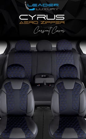 Nissan Skystar Lüx Deri Detaylı Oto Koltuk Kılıfı Ön Arka Takım Cyrus SİYAH MAVİ