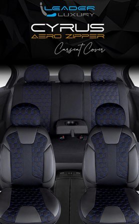 Toyota Rav4 Lüx Deri Detaylı Oto Koltuk Kılıfı Ön Arka Takım Cyrus SİYAH MAVİ