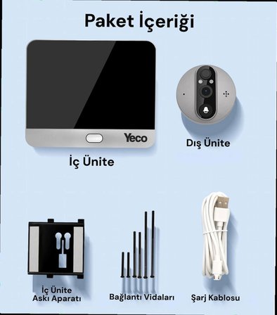 YECO PD-20 Akıllı Kapı Zili – LCD Ekranlı, Hareket Sensörlü, Mobil Uyumlu