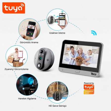 YECO PD-20 Akıllı Kapı Zili – LCD Ekranlı, Hareket Sensörlü, Mobil Uyumlu