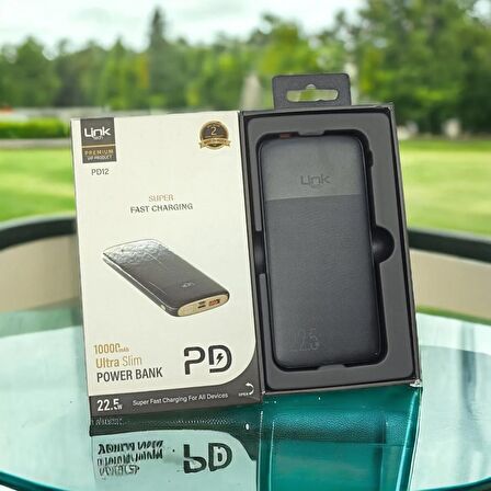 Linktech PD12 Premium PD 22.5 W 10000 mAh Hızlı Şarj Powerbank Siyah