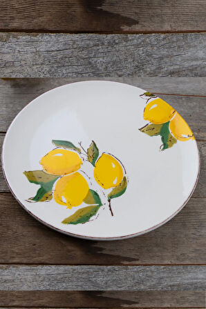 Limon Desen El Yapımı Organik 6'lı Servis Tabak Seti 26 Cm