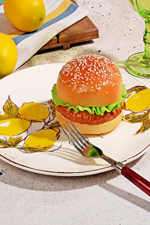 Limon Desen El Yapımı Organik 6'lı Servis Tabak Seti 26 Cm