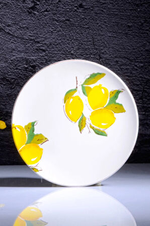 Limon Desen El Yapımı Organik 6'lı Servis Tabak Seti 26 Cm