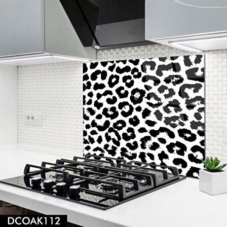 Pratik Dekor 60x52 cm Cam Ocak Arkası Koruyucu I Leopar