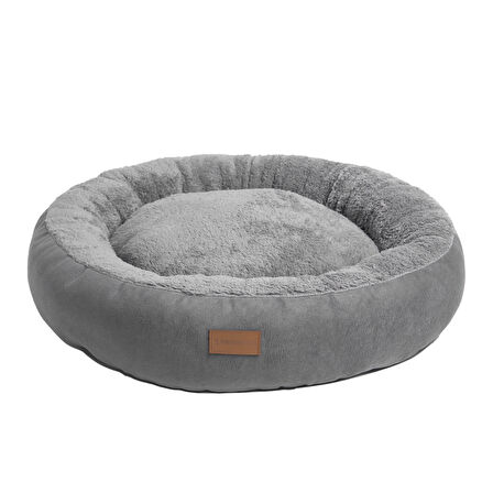 Peluş Minderli Küçük ve Orta Irk Kedi Köpek Yatağı 62x65 cm - Gri