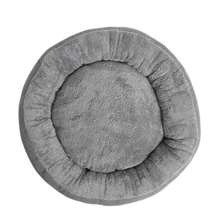 Peluş Minderli Küçük ve Orta Irk Kedi Köpek Yatağı 62x65 cm - Gri