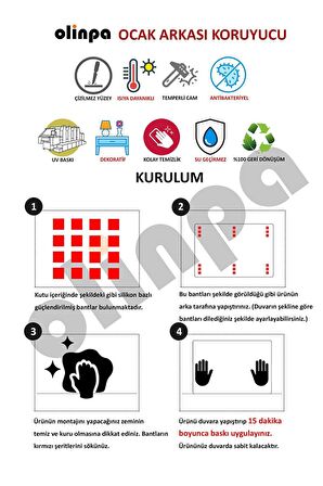 Pratik Dekor 76X49,5 cm Cam Ocak Arkası Koruyucu | Zeytin Temalı