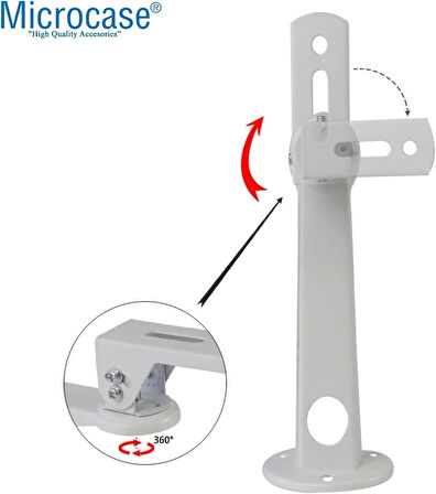 Microcase Metal Döner Başlıklı CCTV Kamera Projeksiyon Duvara Monte Askı Aparatı - BEYAZ AL5283