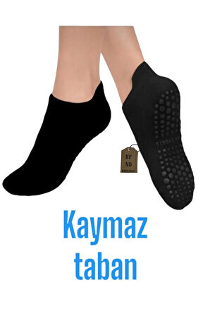YOGA ÇORABI 2 ÇİFT PİLATES TAVAF KAYMAZ SİLİKON TABAN PAMUKLU KADIN DİKİŞSİZ ÇORAP SİYAH BEYAZ