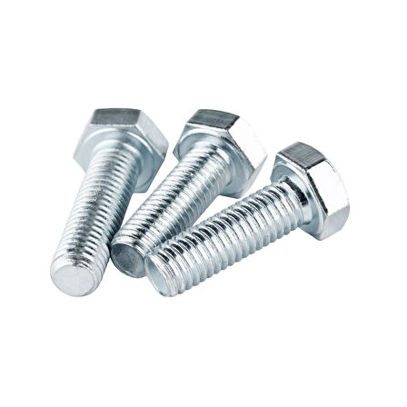 Çelik Cıvata 6X12 DIN933 Beyaz 20 Adet 8.8 Altıköşe