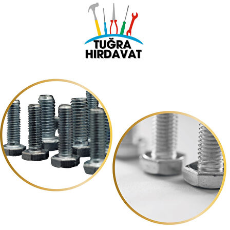 Çelik Cıvata 6X80 DIN933 Beyaz 10 Adet 8.8 Altıköşe