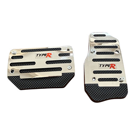 Universal Otomatik Metal Pedal Seti 2 Parça Krom Siyah