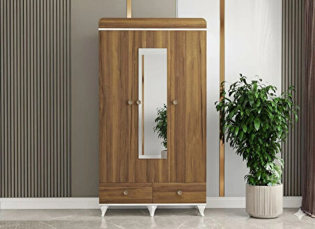 PATİKO PDLP 202 CEVİZ 3 KAPAKLI AYNALI PERA DOLAP