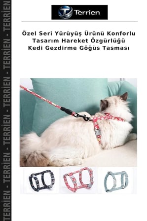 Özel Seri Yürüyüş Ürünü Konforlu Tasarım Hareket Özgürlüğü Kedi Gezdirme Göğüs Tasması