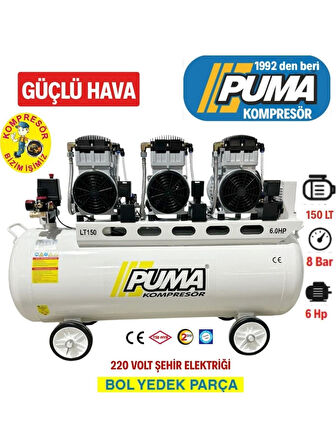 Puma 150 Litre Yağsız Ses Desibeli Düşük Kompresör PDN150-6M (6 Hp)