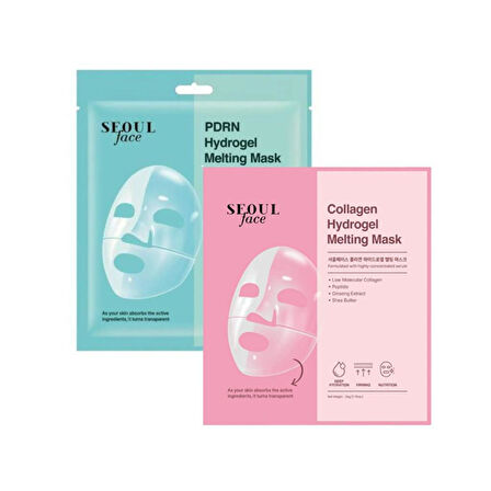 Dermal Pdrn Hydrojel Eriyen Maske Nemlendirici Şeffaf Jel Maske 34 gr ve Kolajen Eriyen Maske 34 gr.