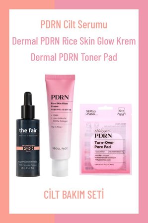 The Fair & Dermal PDRN Somon DNA 3’lü Cilt Bakım Seti | Serum Tonik Ped Krem Yaşlanma Karşıtı Bakım