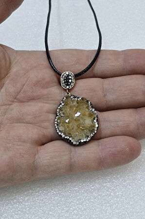 Doğal Sitrin Kristali Kolye 400-24