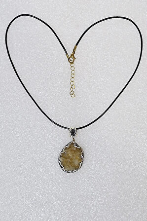 Doğal Sitrin Kristali Kolye 400-24