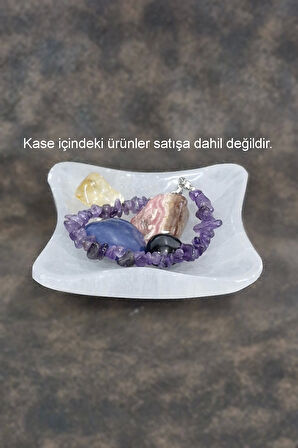 Enerji Çanağı Beyaz Selenit Kare Kase 46KA