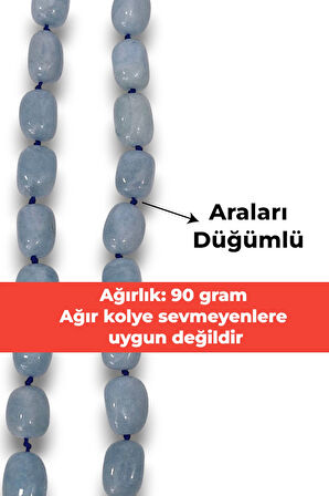 İri Taşlı Akuamarin Kolye Fonksiyonel Ayarlanabilir Tasarım 458-3