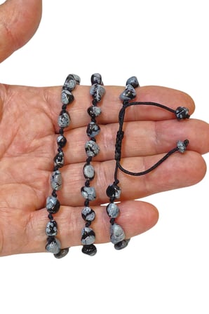 Kar Tanesi Obsidyen Bileklik Makrome Ayarlı 405-4