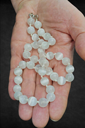 10mm Beyaz Selenit Kolye 340-2