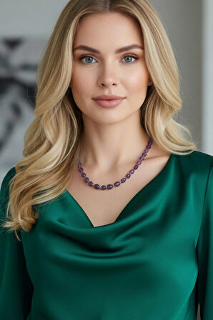 Ametist Kolye 50 CM Amorf Kesim 460-1