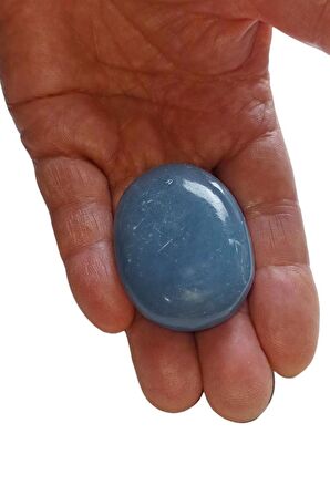 Doğal Anjelit Masaj Terapi Taşı - Palm Stone 107-2