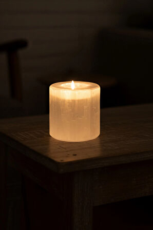 Beyaz Selenit Mumluk 8 Cm Tealight Mumluk