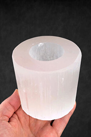 Beyaz Selenit Mumluk 8 Cm Tealight Mumluk