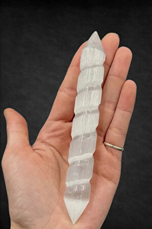 Doğal Beyaz Selenit Spiral Masaj Çubuğu 58SM