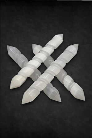 Doğal Beyaz Selenit Spiral Masaj Çubuğu 58SM