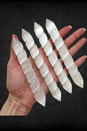 Doğal Beyaz Selenit Spiral Masaj Çubuğu 58SM