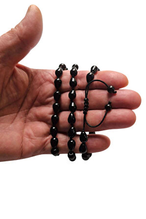 Damla Kesim Siyah Oniks Bileklik Makrome Ayarlı 316-4