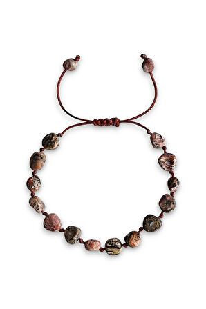 Doğal Leopar Jasper Bileklik Makrome Ayarlı 318-5