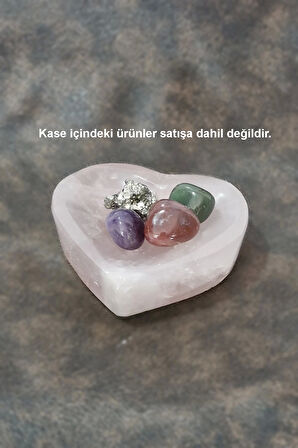 Doğal Pembe Kuvars Kalp Şeklinde Kase 30PKA