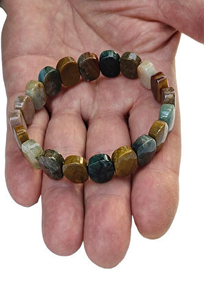 Faset Kesimli Ocean Jasper Bileklik Elastik Yapılı 529-1