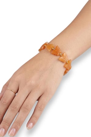 Kelebek Motifi Kırmızı Aventurin Bileklik Makrome Ayarlı 559-2