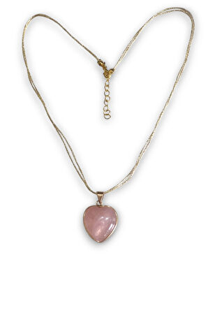 Pembe Kuvars Kolye Kalp Kesim 453-4