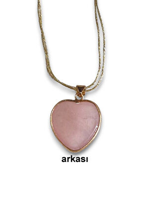 Pembe Kuvars Kolye Kalp Kesim 453-4